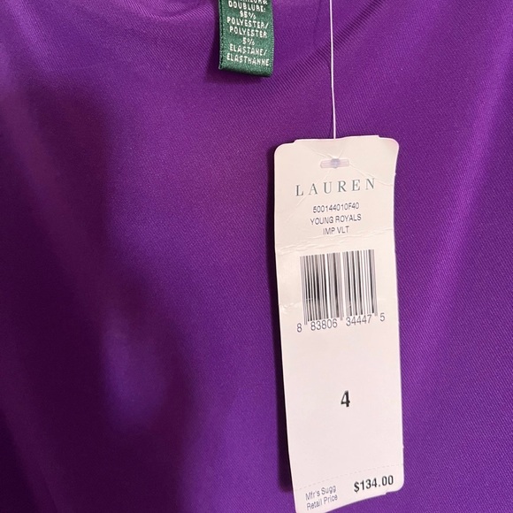 NWT LAUREN by Ralph Lauren Purple One-Shouldered Form-Fitting Dress Size 4 - Picture 5 of 5